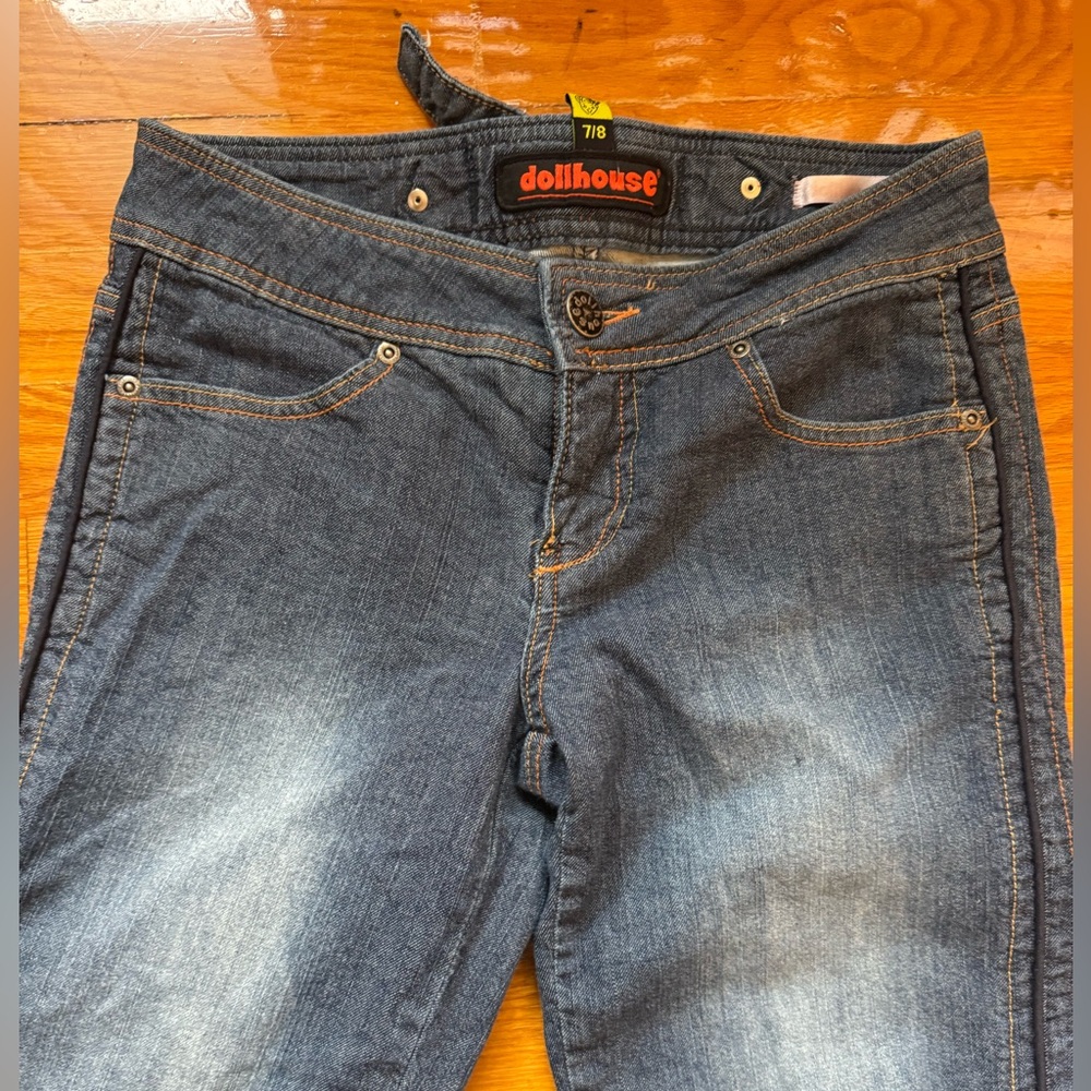 Dollhouse 90s Y2K Blue Bootcut Jeans with Adjustable Waist Size 8 - Picture 3 of 7